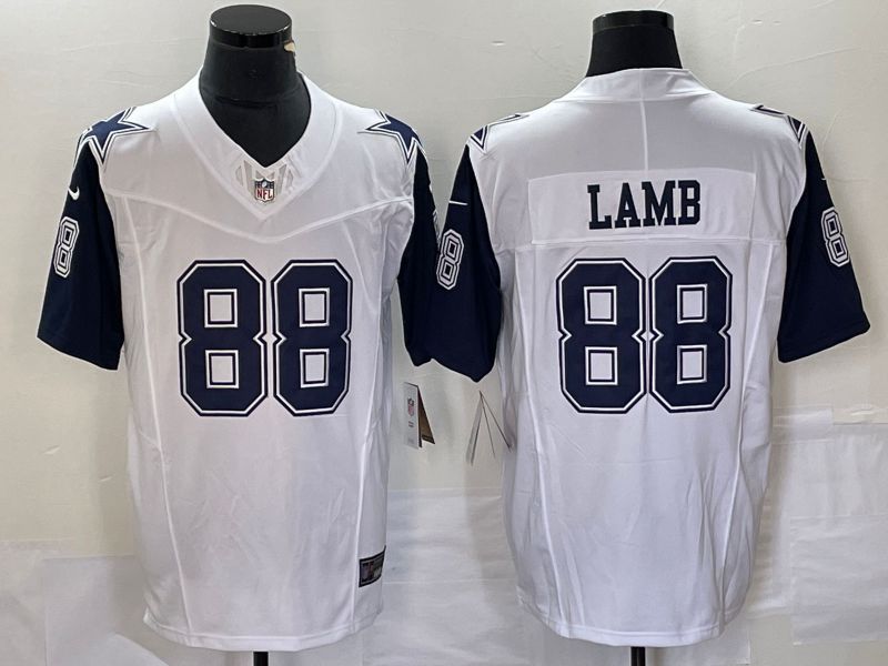Men Dallas Cowboys 88 Lamb White 2023 Nike Vapor Limited NFL Jersey style 1